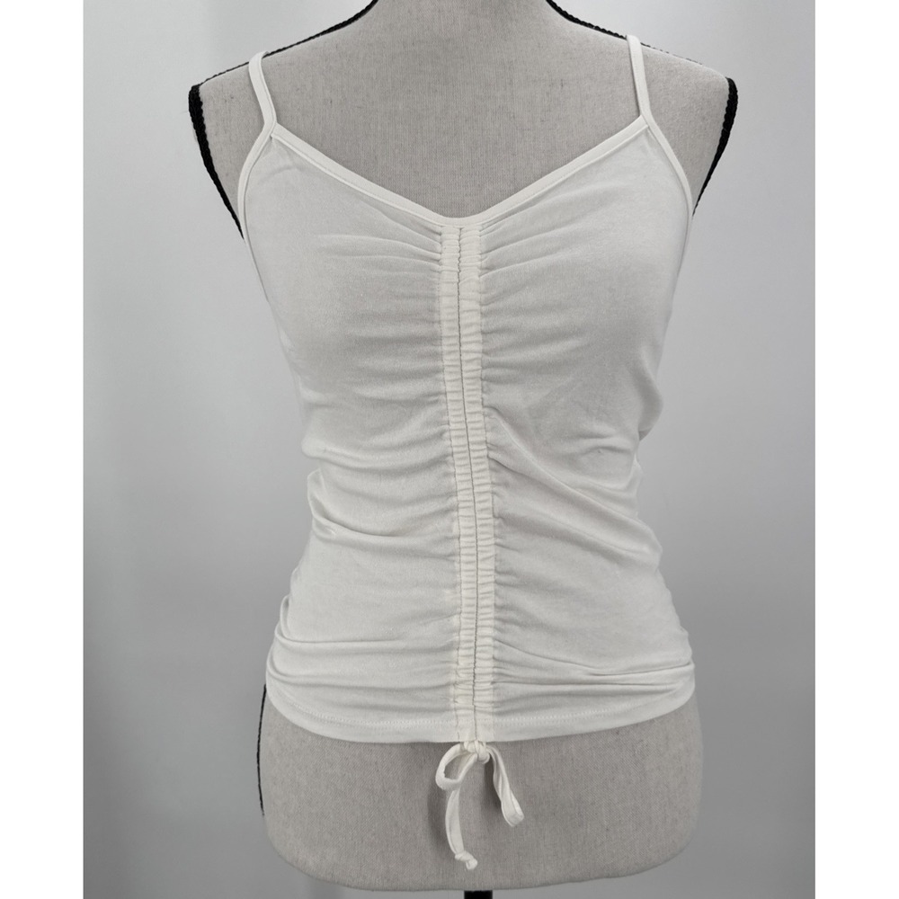 Nordstrom Rack White Ruched Cami Tank Top Spaghetti Strap Y2K Basic Size S